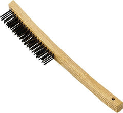 Premier Paint Roller - Steel Surface Preparation Wire Brush - 1" Bristle Length, 1" Wide, 14" OAL, Wood Block, Long Wood Handle - Exact Tooling