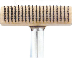 Premier Paint Roller - Steel Surface Preparation Wire Brush - 1" Bristle Length, 2-1/2" Wide, 6" OAL, Wood Block, Straight Wood Handle - Exact Tooling