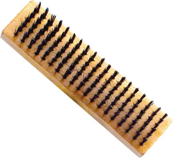 Premier Paint Roller - Steel Surface Preparation Wire Brush - 1" Bristle Length, 2-1/2" Wide, 6" OAL, Wood Block, Straight Wood Handle - Exact Tooling