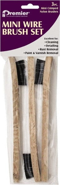 Premier Paint Roller - 3 Piece Nylon Surface Preparation Wire Brush - 8" OAL, Wood Handle - Exact Tooling