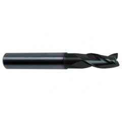 1/2 Dia. x 3 Overall Length 3-Flute Square End Solid Carbide SE End Mill-Round Shank-Center Cut-Super-A - Exact Tooling