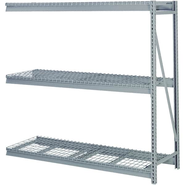 Lyon - 3 Shelf Add-On Waterfall Wire Steel Shelving - 10,000 Lb Capacity, 96" Wide x 84" High x 48" Deep, Dove Gray - Exact Tooling