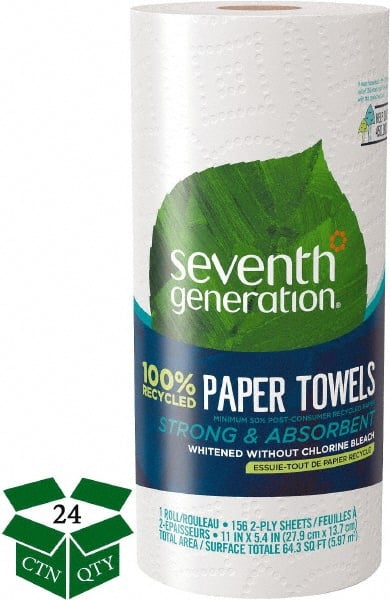 Seventh Generation - Perforated Roll of 2 Ply White Paper Towels - 11" Wide, No Added Dyes or Fragrances, 100% Recycled - Exact Tooling