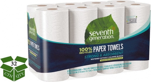 Seventh Generation - Perforated Roll of 2 Ply White Paper Towels - 11" Wide, No Added Dyes or Fragrances, 100% Recycled - Exact Tooling