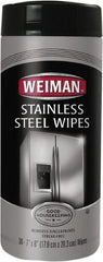 Weiman - Pre-Moistened Stainless Steel Cleaner Wipes - Canister, 8" x 7" Sheet Size, White - Exact Tooling