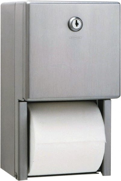 Bobrick - Standard Double Roll Stainless Steel Toilet Tissue Dispenser - 6-1/4" Wide x 11" High x 6" Deep, Silver - Exact Tooling