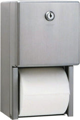 Bobrick - Standard Double Roll Stainless Steel Toilet Tissue Dispenser - 6-1/4" Wide x 11" High x 6" Deep, Silver - Exact Tooling