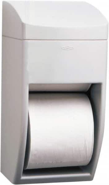 Bobrick - Standard Double Roll Plastic Toilet Tissue Dispenser - 6-1/4" Wide x 13-1/2" High x 6-7/8" Deep, Gray - Exact Tooling