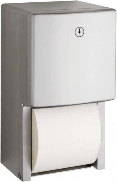 Bobrick - Standard Double Roll Stainless Steel Toilet Tissue Dispenser - 6.1667" Wide x 11" High x 5-15/16" Deep, Silver - Exact Tooling