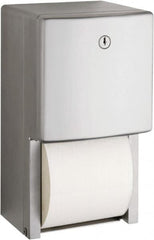 Bobrick - Standard Double Roll Stainless Steel Toilet Tissue Dispenser - 6.1667" Wide x 11" High x 5-15/16" Deep, Silver - Exact Tooling