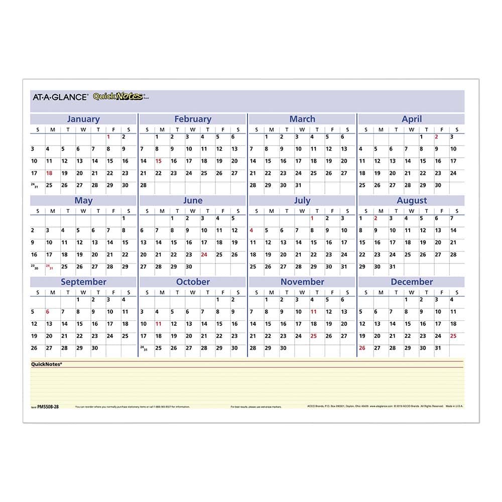 AT-A-GLANCE - Note Pads, Writing Pads & Notebooks Writing Pads & Notebook Type: Wall Calendar Size: 16 x 12 - Exact Tooling
