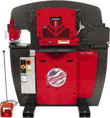 Edwards Manufacturing - 11" Throat Depth, 100 Ton Punch Pressure, 1-1/16" in 1" Punch Capacity Ironworker - 7-1/2 hp, 3 Phase, 460 Volts, 56-1/8" Wide x 61-11/16" High x 45" Deep - Exact Tooling