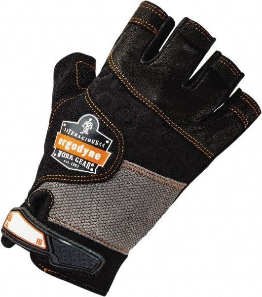 Ergodyne - Size S (7) Polyester Blend Work Gloves - Palm Coated, Hook & Loop Cuff, Half Fingered, Black, Paired - Exact Tooling