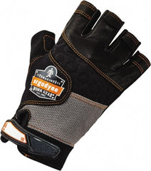 Ergodyne - Size S (7) Polyester Blend Work Gloves - Palm Coated, Hook & Loop Cuff, Half Fingered, Black, Paired - Exact Tooling