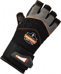 Ergodyne - Size M (8) Polyester Blend Work Gloves - Palm Coated, Hook & Loop Cuff, Half Fingered, Black, Paired - Exact Tooling