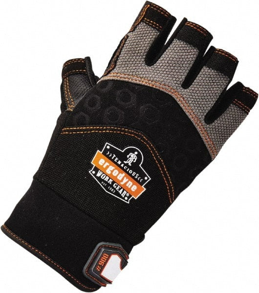 Ergodyne - Size S (7) Polyester Blend Work Gloves - Palm Coated, Hook & Loop Cuff, Half Fingered, Black, Paired - Exact Tooling
