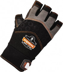 Ergodyne - Size M (8) Polyester Blend Work Gloves - Palm Coated, Hook & Loop Cuff, Half Fingered, Black, Paired - Exact Tooling