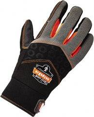 Ergodyne - Size M (8) Polyester Blend Work Gloves - Palm & Fingers Coated, Hook & Loop Cuff, Full Fingered, Black, Paired - Exact Tooling
