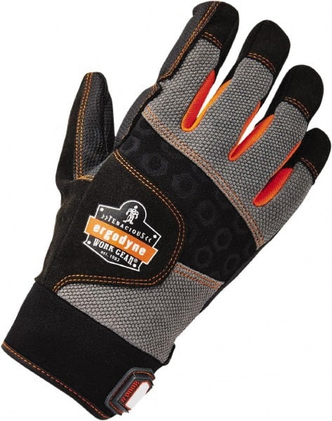 Ergodyne - Size M (8) Polyester Blend Work Gloves - Palm & Fingers Coated, Hook & Loop Cuff, Full Fingered, Black, Paired - Exact Tooling
