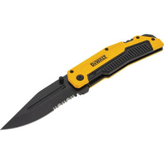 Stanley - 3-1/4" Blade, 8" OAL, Serrated & Straight Pocket Knife - 4-3/4" Closed Length, Aluminum, 1 Blade, 1 Edge - Exact Tooling