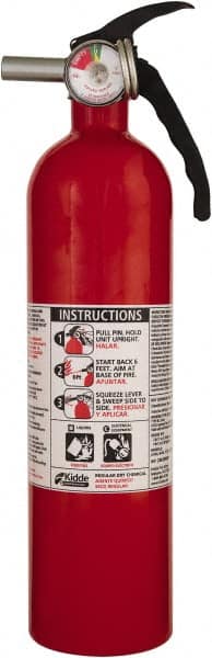 Kidde - 2.9 Lb, 10-B:C Rated, Dry Chemical Fire Extinguisher - 3-1/4" Diam x 13-3/4" High, 100 psi, 12' Discharge in 12 sec, Seamless Aluminum Cylinder - Exact Tooling