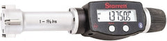 Starrett - 1" to 1-3/8", IP67, Carbide Face Electronic Inside Micrometer - 0.00005" Resolution, 0.00015" Accuracy, 2-5/8" Gage Depth - Exact Tooling