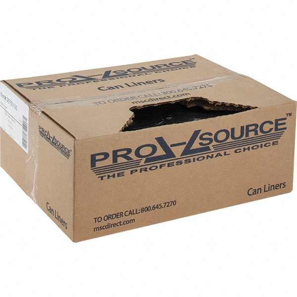 PRO-SOURCE - 1 mil Thick, Heavy-Duty Trash Bags - Linear Low-Density Polyethylene (LLDPE), Flat Pack Dispenser, 40" Wide x 46" High, Black - Exact Tooling