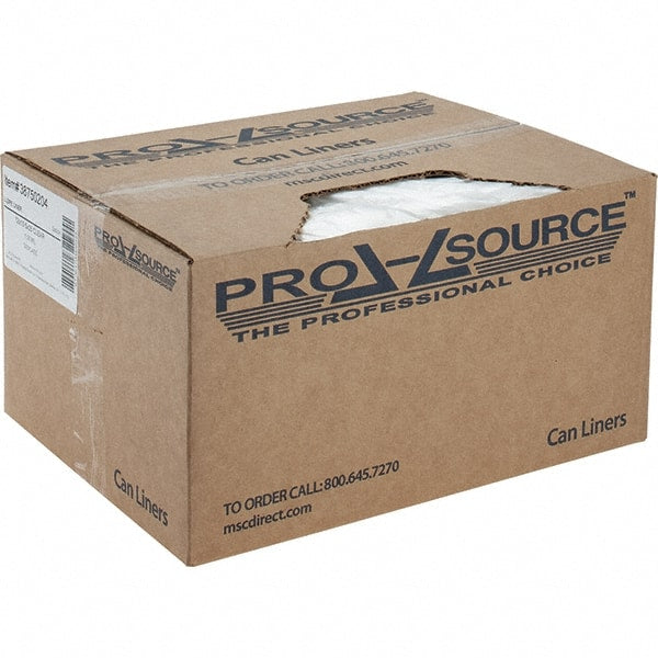 PRO-SOURCE - 1 mil Thick, Heavy-Duty Trash Bags - Linear Low-Density Polyethylene (LLDPE), Flat Pack Dispenser, 12" Wide x 35" High, Clear - Exact Tooling
