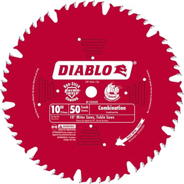 Freud - 10" Blade Diam, 50 Teeth, Carbide-Tipped Cold Saw Blade - 1" Arbor Hole Diam, 0.071" Blade Thickness - Exact Tooling