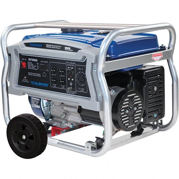PRO-SOURCE - 7 hr Full Load Time, 3.6 kW, Pull Start, Gasoline Portable Power Generator - Exact Tooling