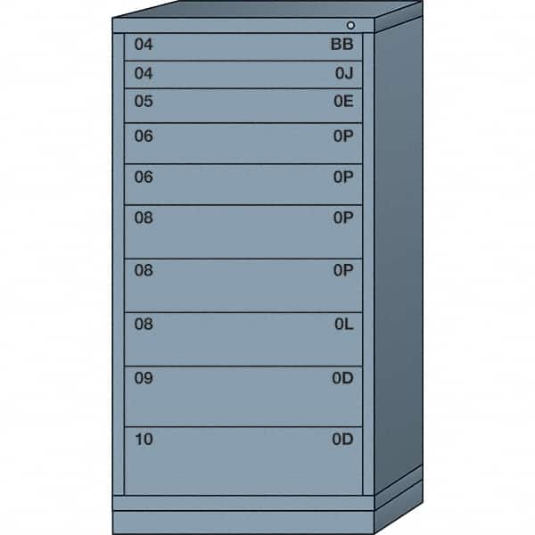 Lyon - 10 Drawer, Standard Eye-Level - Single Drawer Access Cabinet - Steel, 30" Wide x 28-1/4" Deep x 59-1/4" High, Dove Gray - Exact Tooling