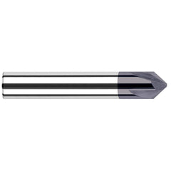 Harvey Tool - 3/8" Diam 40°/140° 4-Flute Single End Solid Carbide Chamfer Mill - Exact Tooling