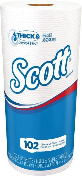 Scott - Perforated Roll of 1 Ply White Paper Towels - 11" Wide, 53' Roll Length - Exact Tooling