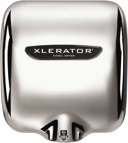 Excel Dryer - 1490 Watt Silver Finish Electric Hand Dryer - 208/277 Volts, 6.2 Amps, 11-3/4" Wide x 12-11/16" High x 6-11/16" Deep - Exact Tooling