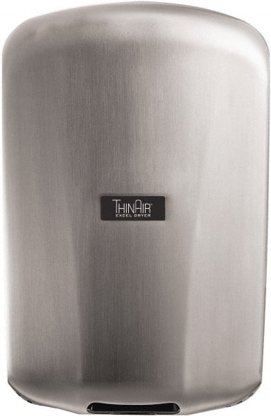Excel Dryer - 915 Watt Silver Finish Electric Hand Dryer - 110/120 Volts, 7.7 Amps, 9-5/32" Wide x 13-15/16" High x 4" Deep - Exact Tooling