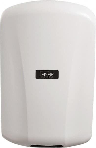 Excel Dryer - 915 Watt White Finish Electric Hand Dryer - 110/120 Volts, 7.7 Amps, 9-5/32" Wide x 13-15/16" High x 4" Deep - Exact Tooling