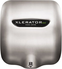 Excel Dryer - 500 Watt Silver Finish Electric Hand Dryer - 208/277 Volts, 2.2 Amps, 11-3/4" Wide x 12-11/16" High x 6-11/16" Deep - Exact Tooling