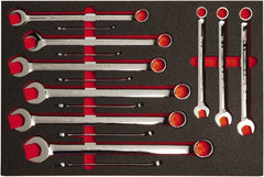 Proto - 15 Piece, 5/16" to 1-1/4", 12 Point Spline Combination Wrench Set - Inch Measurement Standard, Full Polish Finish, Comes in Roll Pouch - Exact Tooling