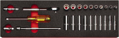 Proto - 25 Piece 1/4" Drive Chrome Finish Deep Well Socket Set - 6 Points, 3/16" to 9/16" Range, Inch Measurement Standard - Exact Tooling