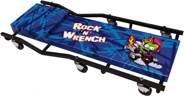 Whiteside - 570 Lb Capacity, 6 Wheel Creeper with Fixed Headrest - Steel, 40" Long x 4-5/8" High x 17" Wide - Exact Tooling