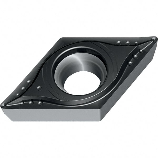 Walter - DCMT MM4 Grade WSM20S Turning Insert - TiAlN+Al2O3+(Al) Finish, 55° Rhombic, 9.53mm Inscr Circle, 3.97mm Thick, 0.4mm Corner Radius - Exact Tooling