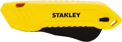 Stanley - Retractable Safety Utility Knife - 2.175" Steel Blade, Yellow & Black Plastic Handle, 1 Blade Included - Exact Tooling