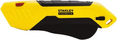 Stanley - Retractable Safety Utility Knife - 2.175" Steel Blade, Yellow & Black Bi-Material Handle, 1 Blade Included - Exact Tooling