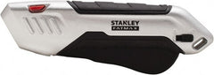 Stanley - Retractable Safety Utility Knife - 2.175" Steel Blade, Silver & Black Ergonomic Non-slip Grips Handle, 1 Blade Included - Exact Tooling