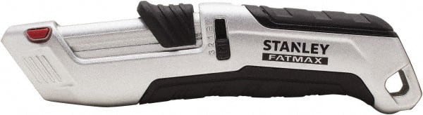 Stanley - Retractable Safety Utility Knife - 2.175" Steel Blade, Silver & Black Ergonomic Non-slip Grips Handle, 4 Blades Included - Exact Tooling