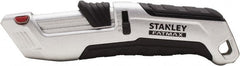 Stanley - Retractable Safety Utility Knife - 2.175" Steel Blade, Silver & Black Ergonomic Non-slip Grips Handle, 4 Blades Included - Exact Tooling