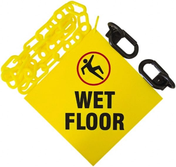 PRO-SAFE - 12' Long x 2" Wide Plastic Wet Floor Sign Kit - Yellow - Exact Tooling