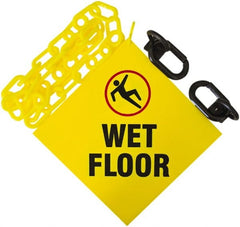 PRO-SAFE - 6' Long x 2" Wide Plastic Wet Floor Sign Kit - Yellow - Exact Tooling
