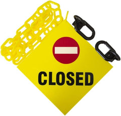 PRO-SAFE - 3' Long x 2" Wide Plastic Closed Sign Kit - Yellow - Exact Tooling