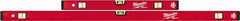Milwaukee Tool - 24" & 48" Long 6 Vial Box Beam Level - Aluminum, Red, 2 Level & 4 Plumb Vials - Exact Tooling